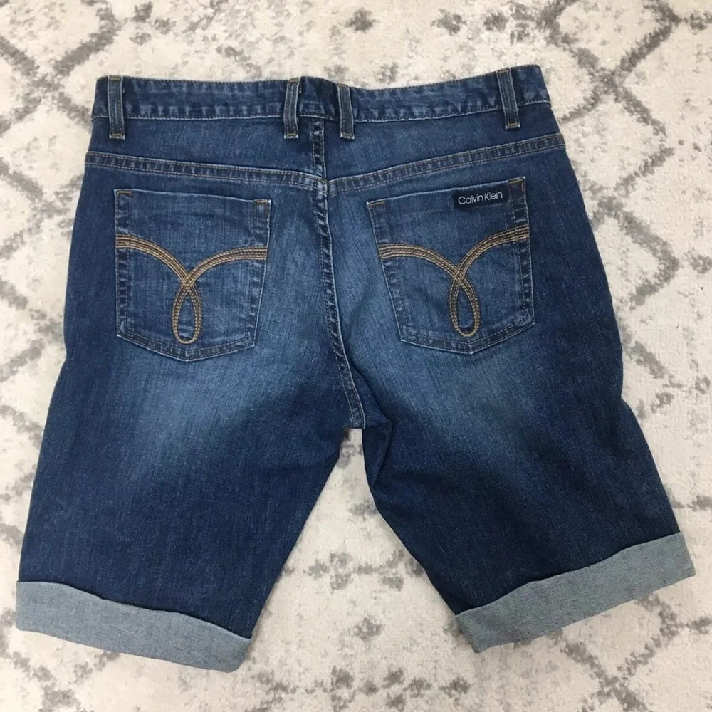 CALVIN KLEIN Women's Blue Jean Long Shorts Bermuda Size 12 31